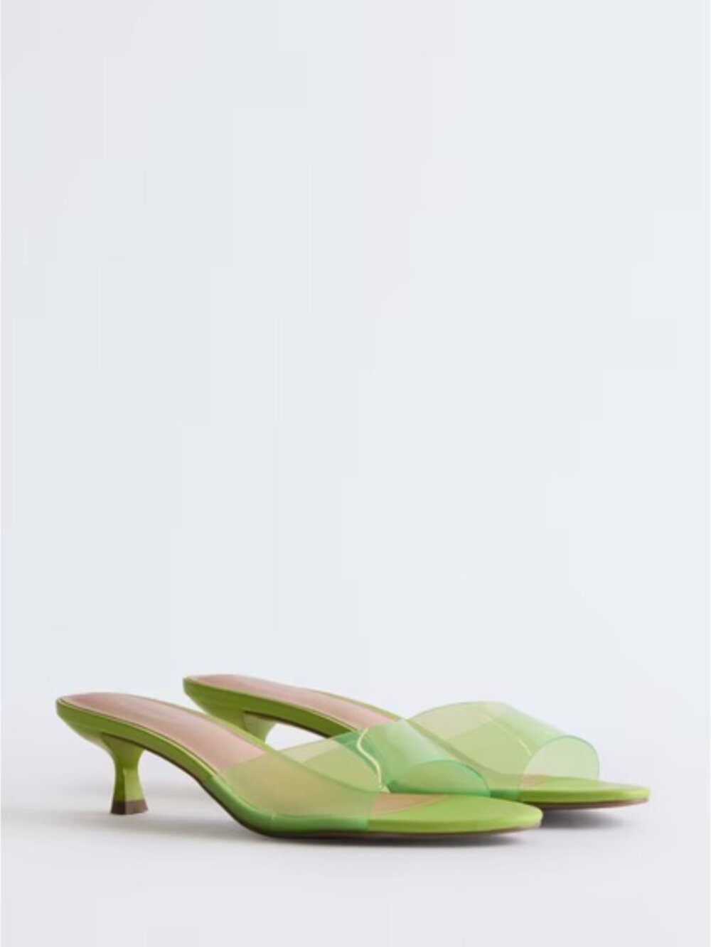 💚👡 NIB Scoop Lucite Kitten Heel Jelly Slides Lime Green | Women's 8.5